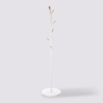 Porte-manteaux 6 crochets métal, blanc Natureo