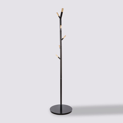 Porte-manteaux 6 crochets métal, noir Natureo