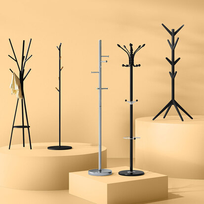 Porte-manteaux 6 crochets métal, noir Natureo