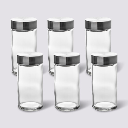 6 bocaux à épices 80ml couvercle inox 