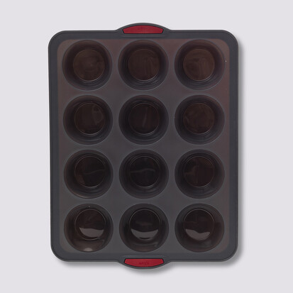 Moule 12 muffins silicone- noir,rouge Silitop