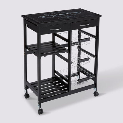 Desserte à roulettes 5 niveaux, noir Gustaf