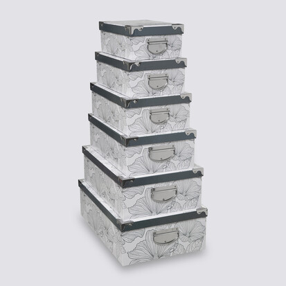 6 boîtes coin métal, noir et blanc Box'