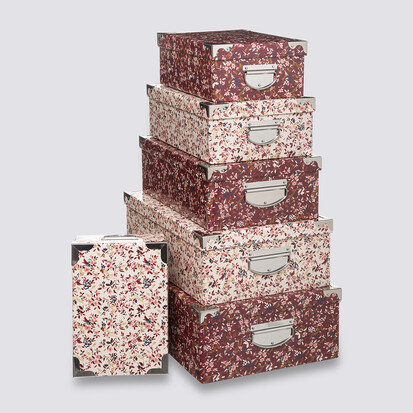 6 boîtes coin métal, rose Box'