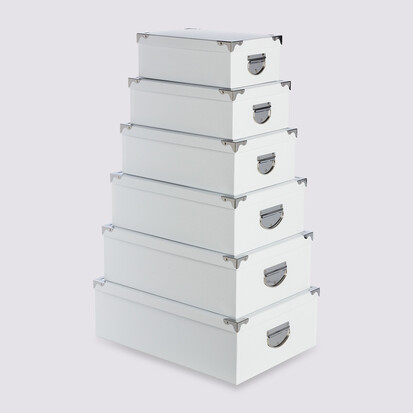6 boîtes coin métal, blanc Box'