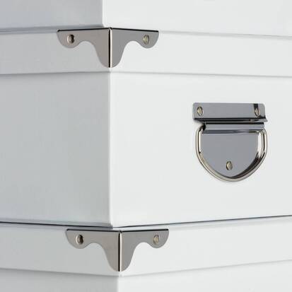 6 boîtes coin métal, blanc Box'