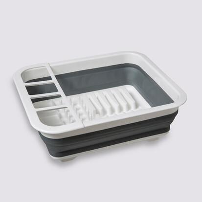 Égouttoir silicone rétractable, gris et blanc 