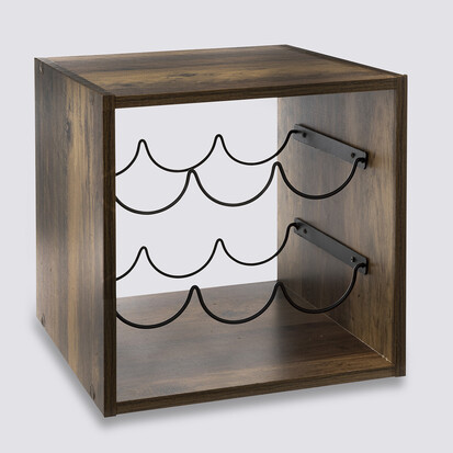 Rangement 6 bouteilles indus, effet bois foncé Mix'n modul