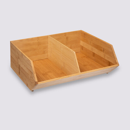 Organiseur 2 bacs, grand modèle Bambou