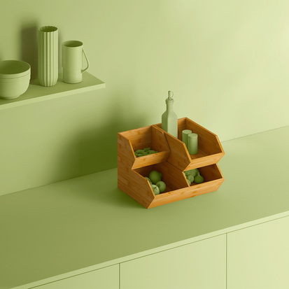 Organiseur 2 bacs, grand modèle Bambou