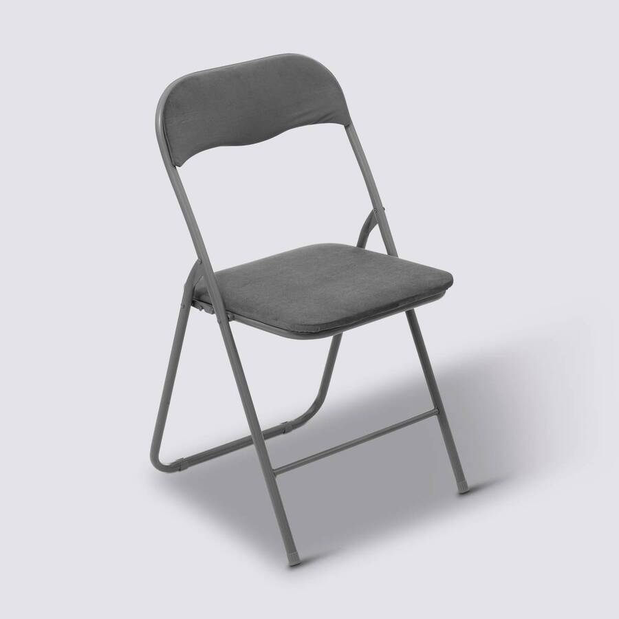 Chaise pliante en velours, gris anthracite