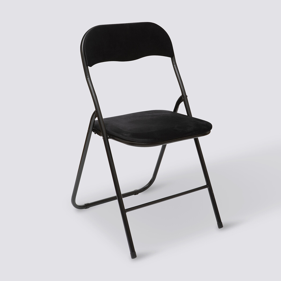 Chaise pliante en velours, noir 