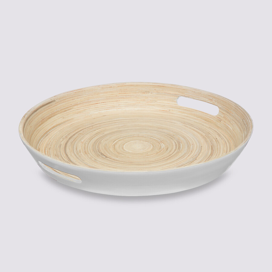 Plateau bambou 42cm, blanc Modern color