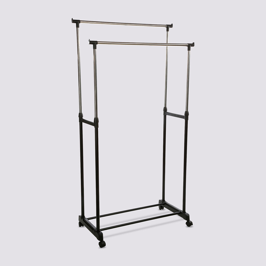 Portant à vêtements à roulettes double Extensio