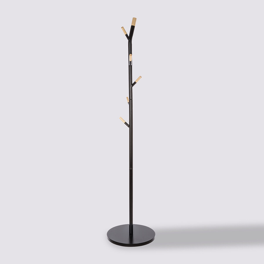 Porte-manteaux 6 crochets métal, noir Natureo