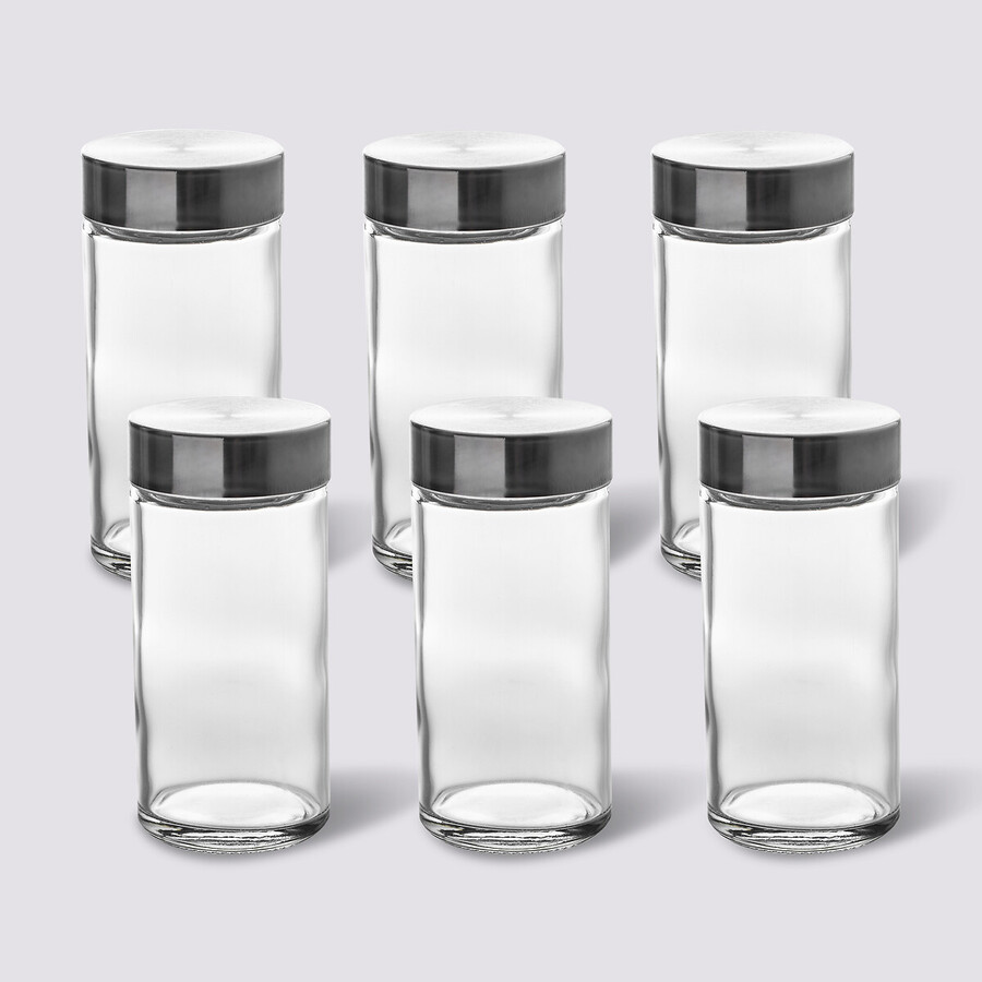 6 bocaux à épices 80ml couvercle inox 