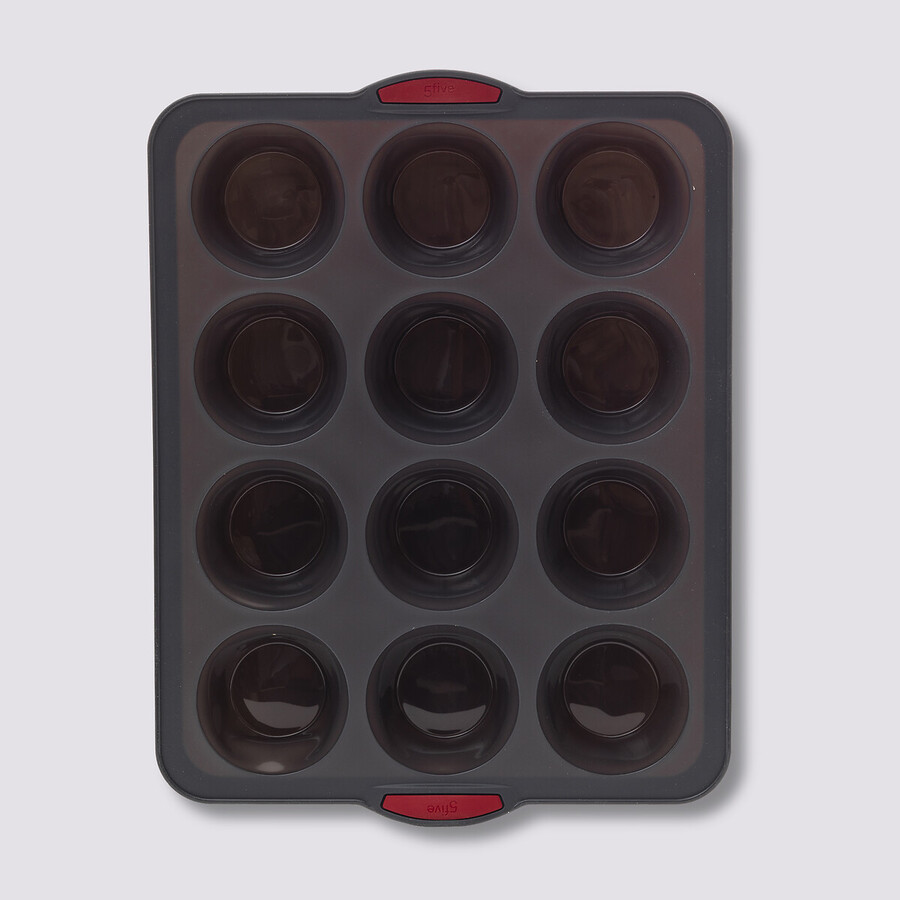 Moule 12 muffins silicone- noir,rouge Silitop
