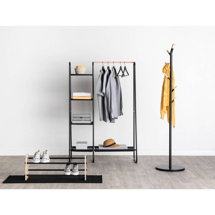 Portant à vêtements avec 4 étagères, noir Blackwood