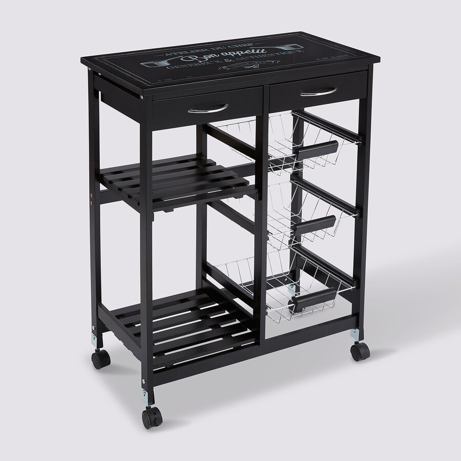 Desserte à roulettes 5 niveaux, noir Gustaf