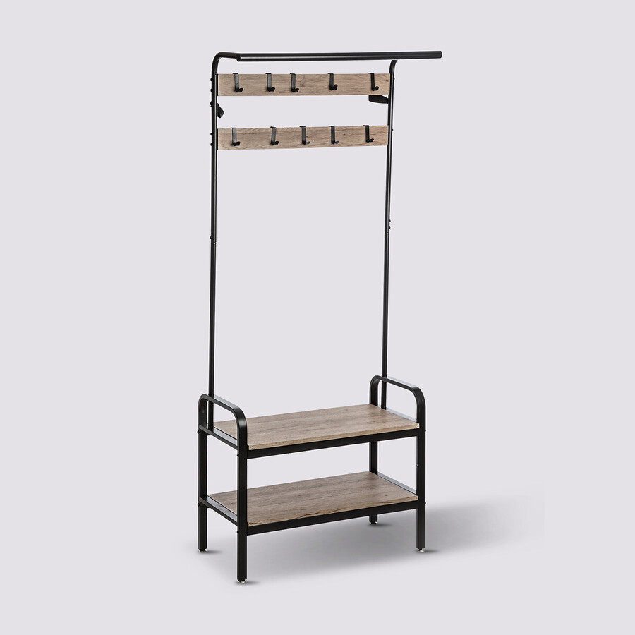 Penderie vestiaire 2 étagères - bois, noir Jano
