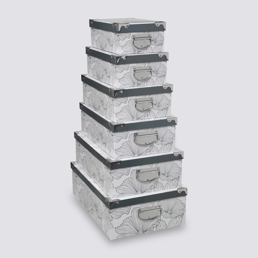 6 boîtes coin métal, noir et blanc Box'