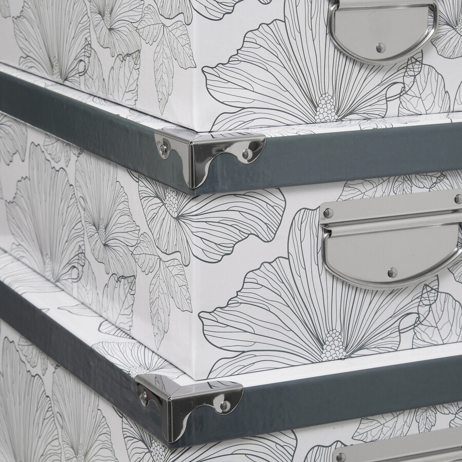 6 boîtes coin métal, noir et blanc Box'