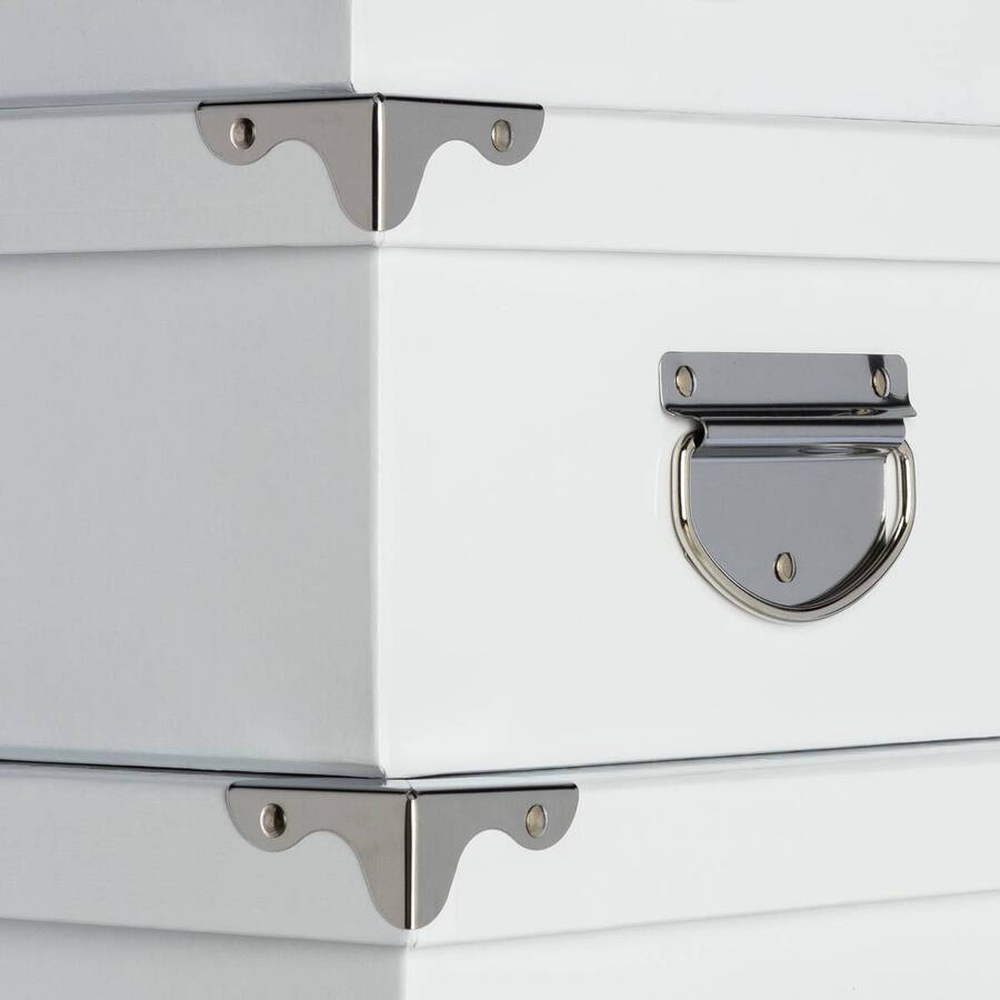 6 boîtes coin métal, blanc Box'