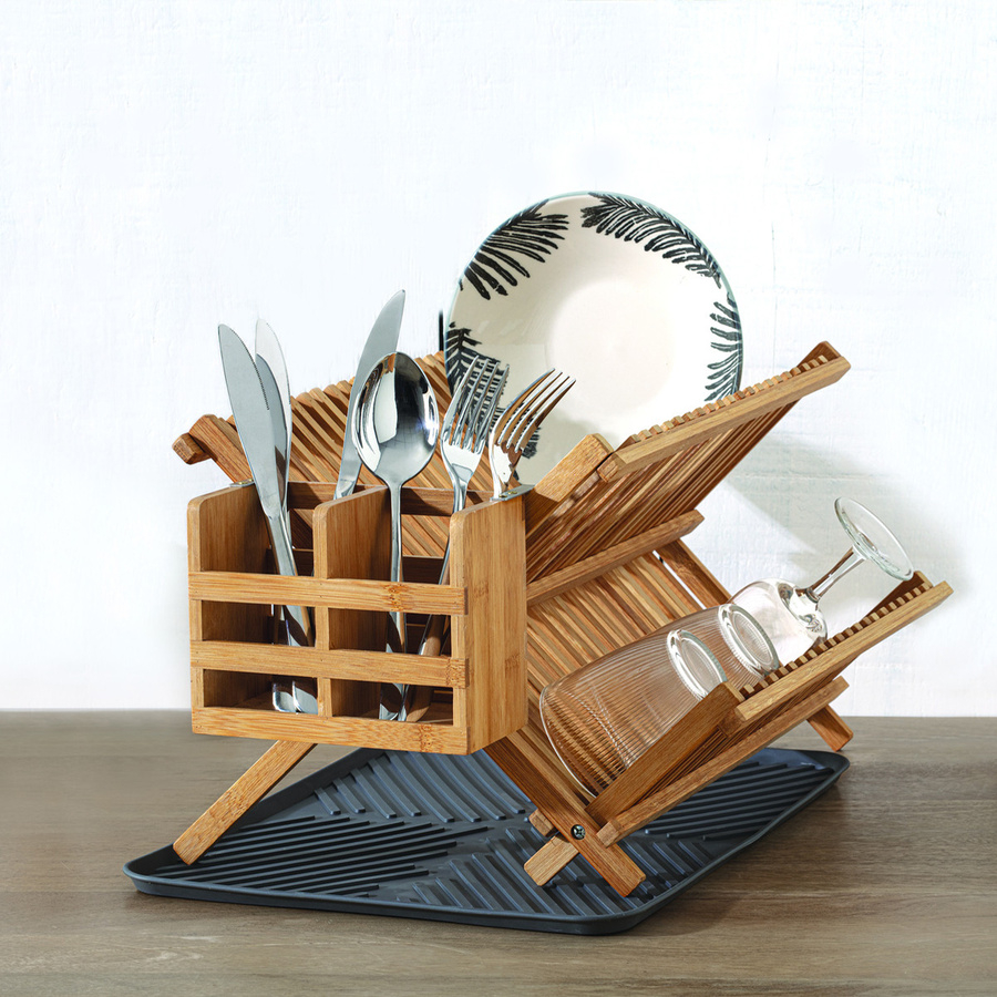 Égouttoir pliant 2 niveaux Bambou