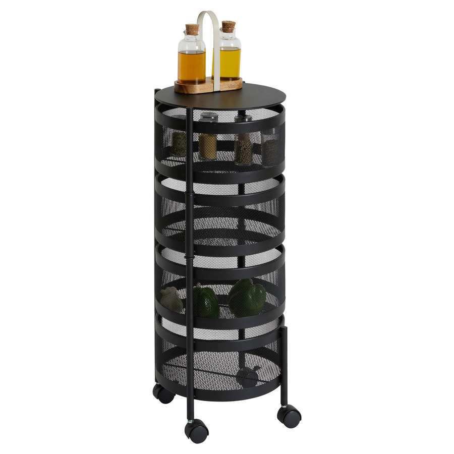 Desserte à roulettes 4 étages, noir Mayaj