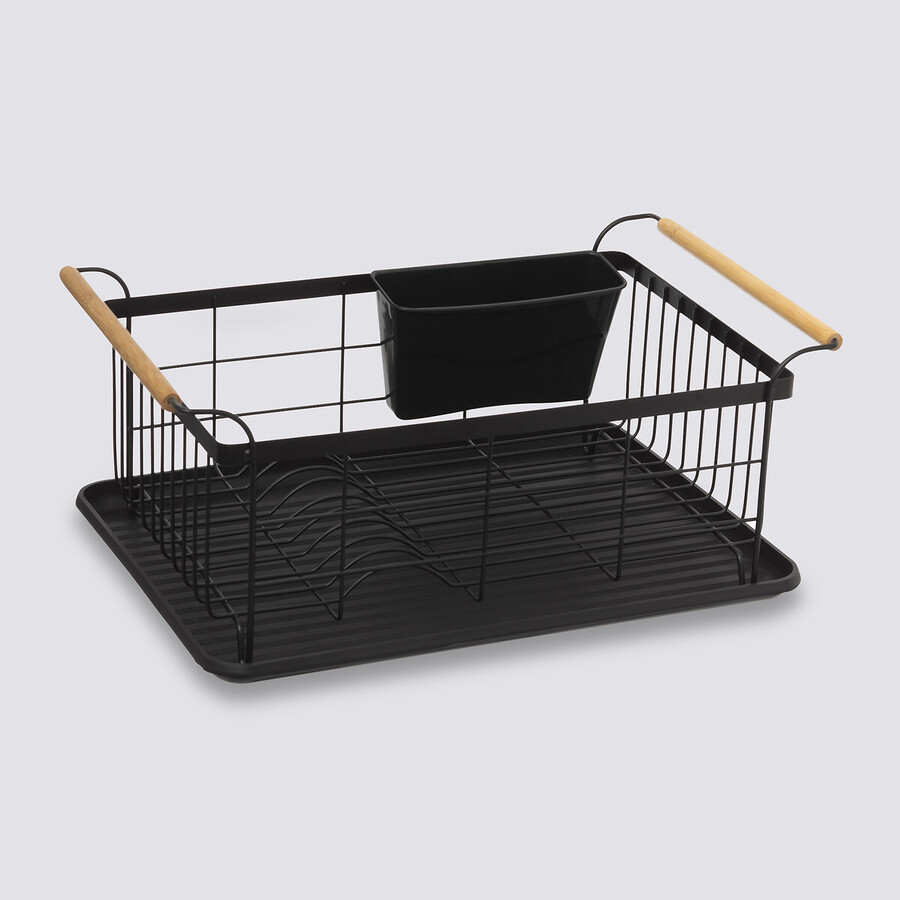 Égouttoir fer avec plateau, noir Blackwood