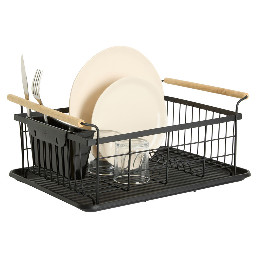 Égouttoir fer avec plateau, noir Blackwood