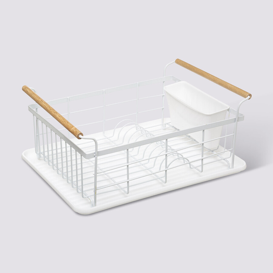 Égouttoir métal avec plateau, blanc Modern color