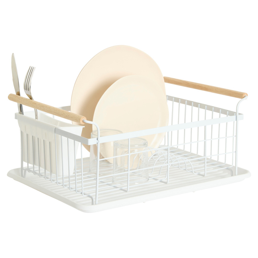 Égouttoir métal avec plateau, blanc Modern color