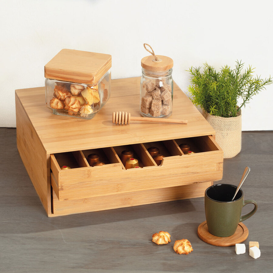 Porte-capsules tiroir Bambou