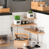 Étagère d'angle 3 niveaux, inox Bambou