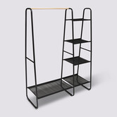 Portant à vêtements avec 4 étagères, noir Blackwood