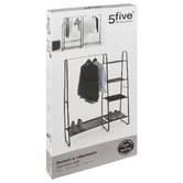 Portant à vêtements avec 4 étagères, noir Blackwood