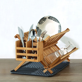 Égouttoir pliant 2 niveaux Bambou