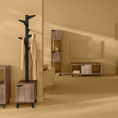 Porte-manteaux effet chêne naturel, noir Mix'n modul