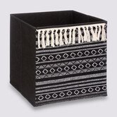 Panier tissu 31x31cm, noir/blanc pompons Mix'n modul