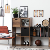 Rangement 6 bouteilles indus, effet bois foncé Mix'n modul