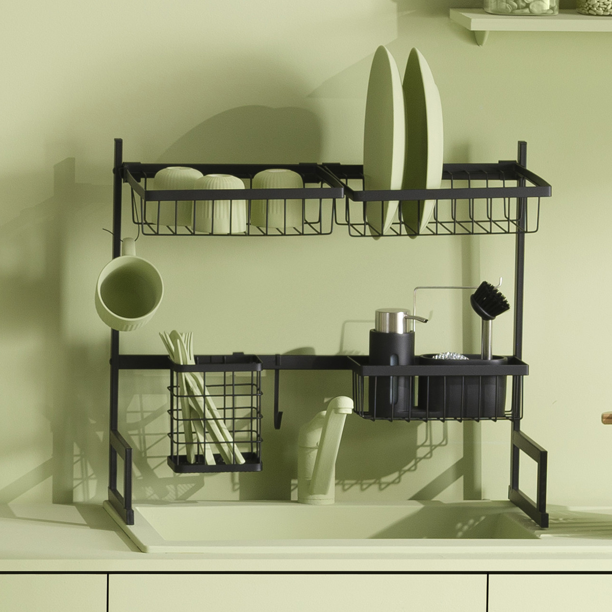 Organiseur d'évier égouttoir en métal, noir Ancien prix : 29,99€