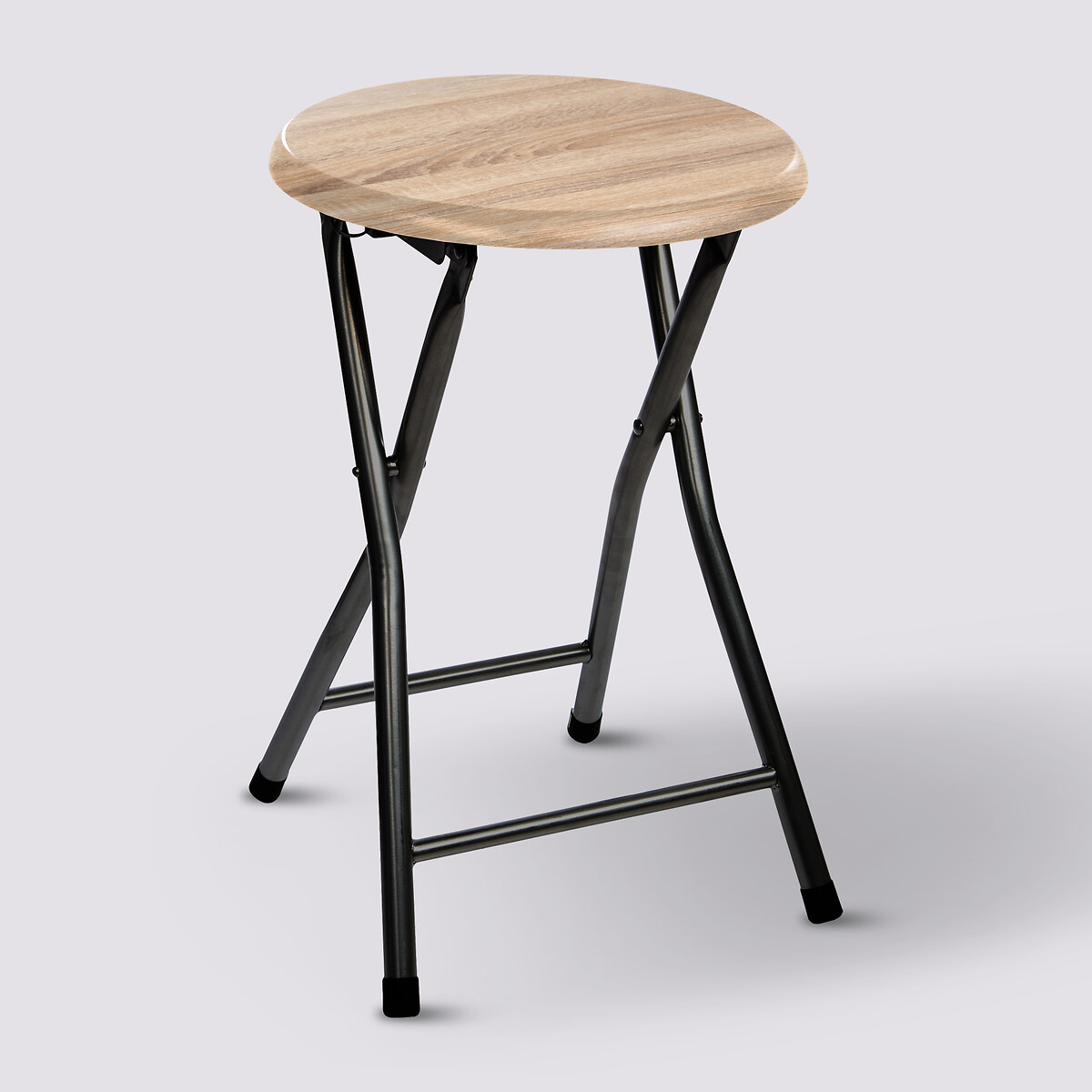 Tabouret pliant, effet bois naturel 