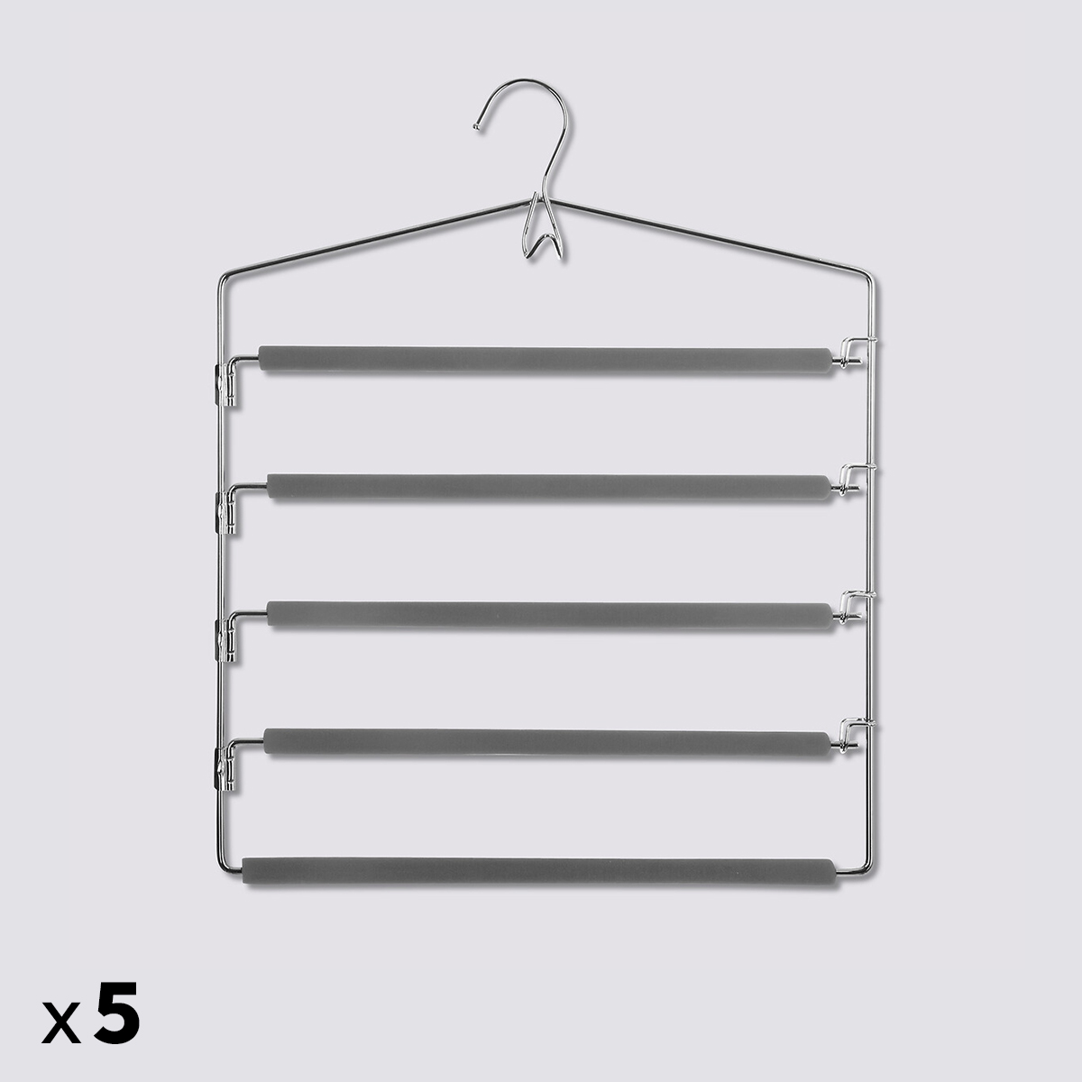 Lot de 5 cintres pantalons en métal Hang'pant