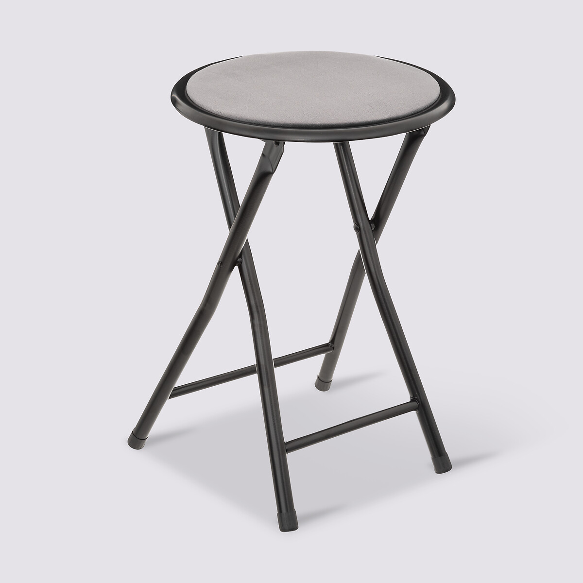 Tabouret pliant, velours gris 