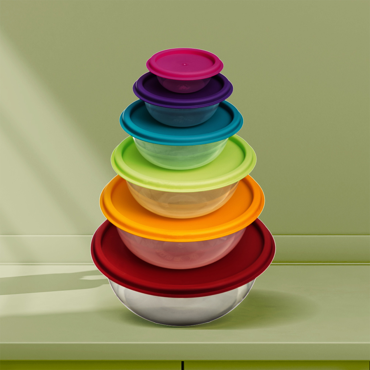 6 boîtes de conservation rondes Colors