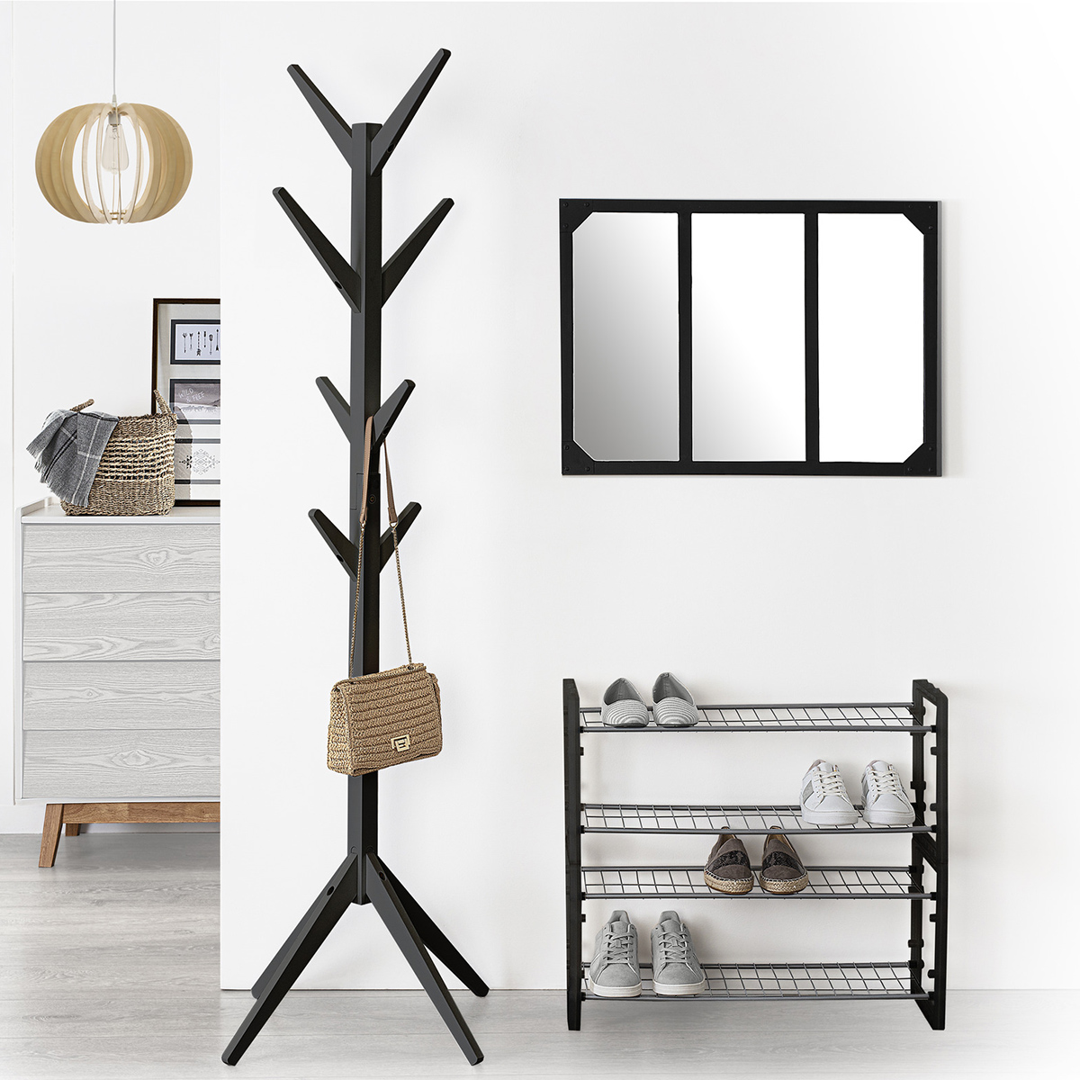 Range-chaussures x6, noir Staky