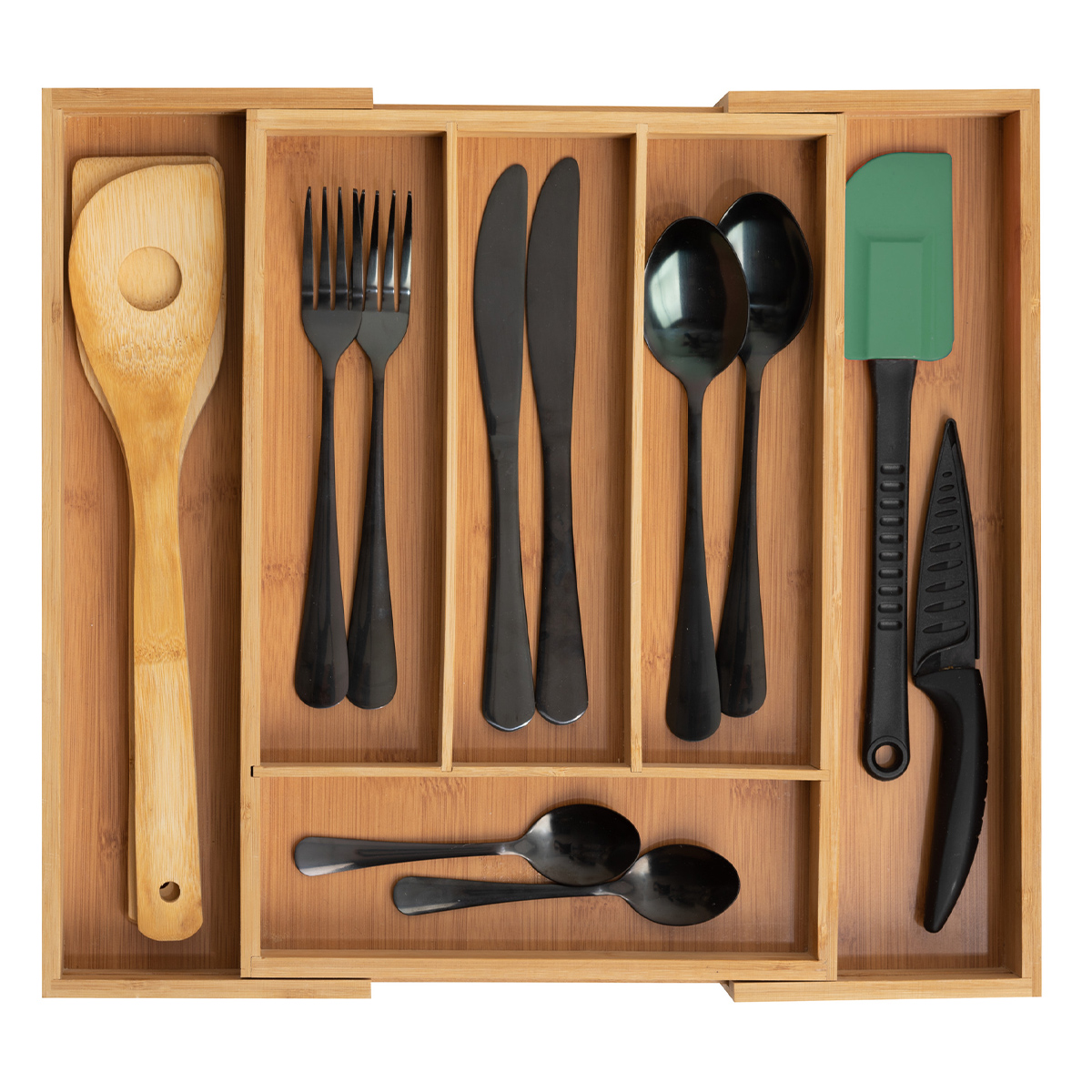 Range-couverts 6 compartiments extensibles Bambou