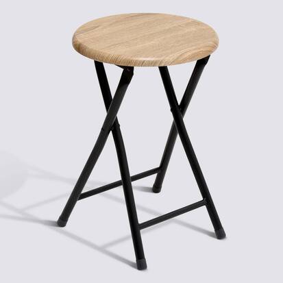 Tabouret pliant, effet bois naturel 