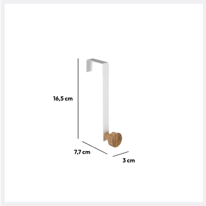 Patère 1 tête métal et bambou, blanc Natureo